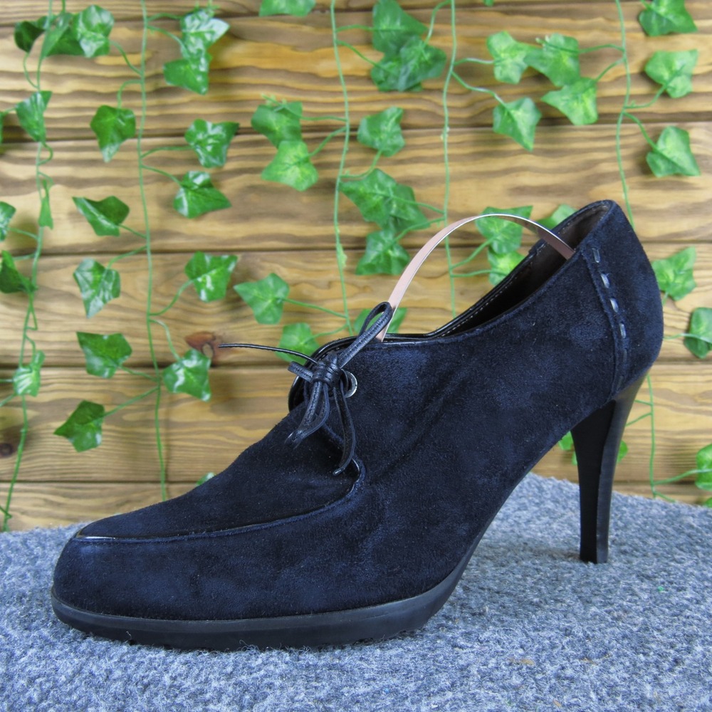 Circa Joan‎ & David Herald Women 7.5 Blue Suede Lace-Up Heeled Booties Dressy